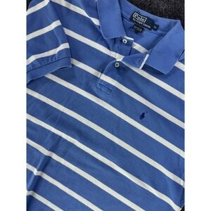 Polo Ralph Lauren Blue White Striped Polo Shirt‎ Mens XL Cotton